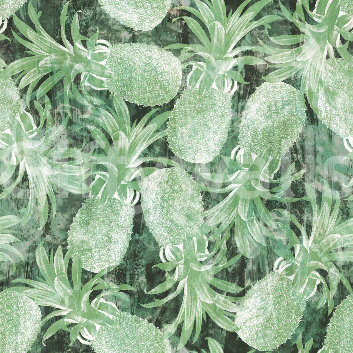 Green pineapple and leaf design swatch on a soft ground with a subtle watermark GD12340