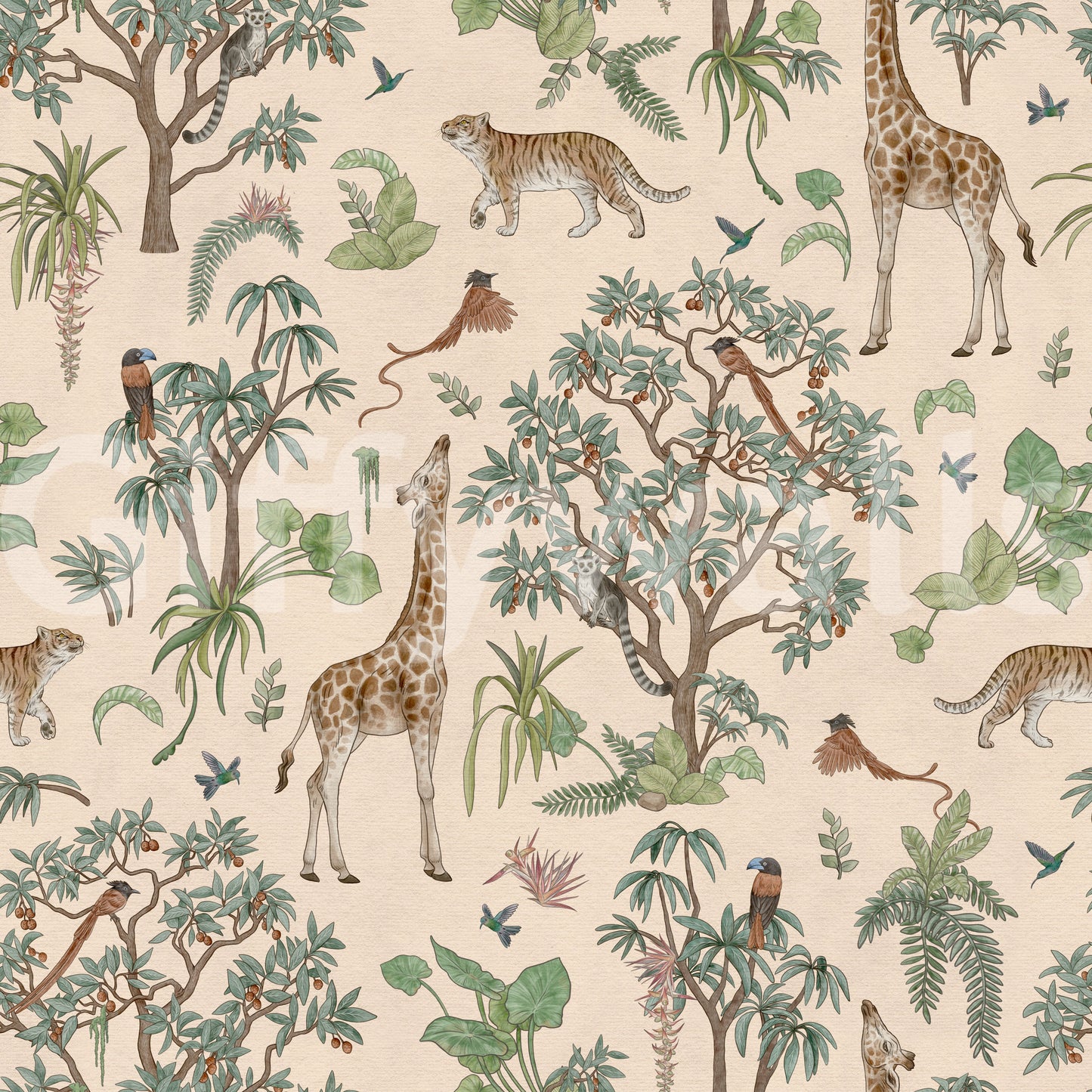Safari Wildlife Jungle Sketch Wallpaper⁠