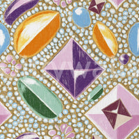 Royal gemstones pink pastel wallpaper pattern with purple, orange and green gems shown close up GD12449