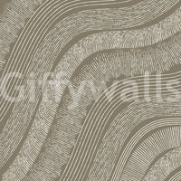 Taupe Wavy Etched Lines Wall Mural