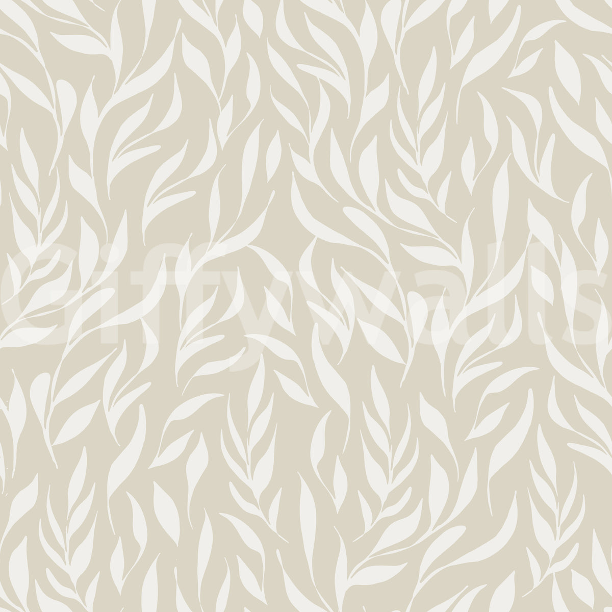 Serene cream botanical trailing leaves pattern on soft beige ground GD12486