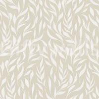 Serene cream botanical trailing leaves pattern on soft beige ground GD12486