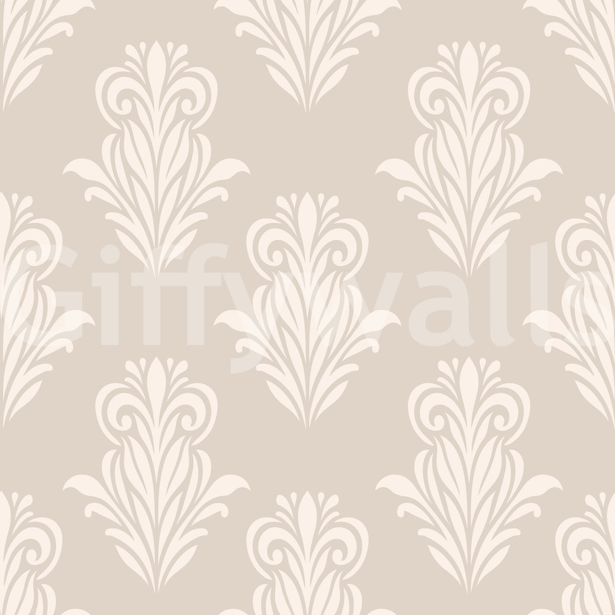Close-up swatch of the creamy damask scroll pattern wallpaper design GD12492