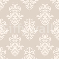 Close-up swatch of the creamy damask scroll pattern wallpaper design GD12492