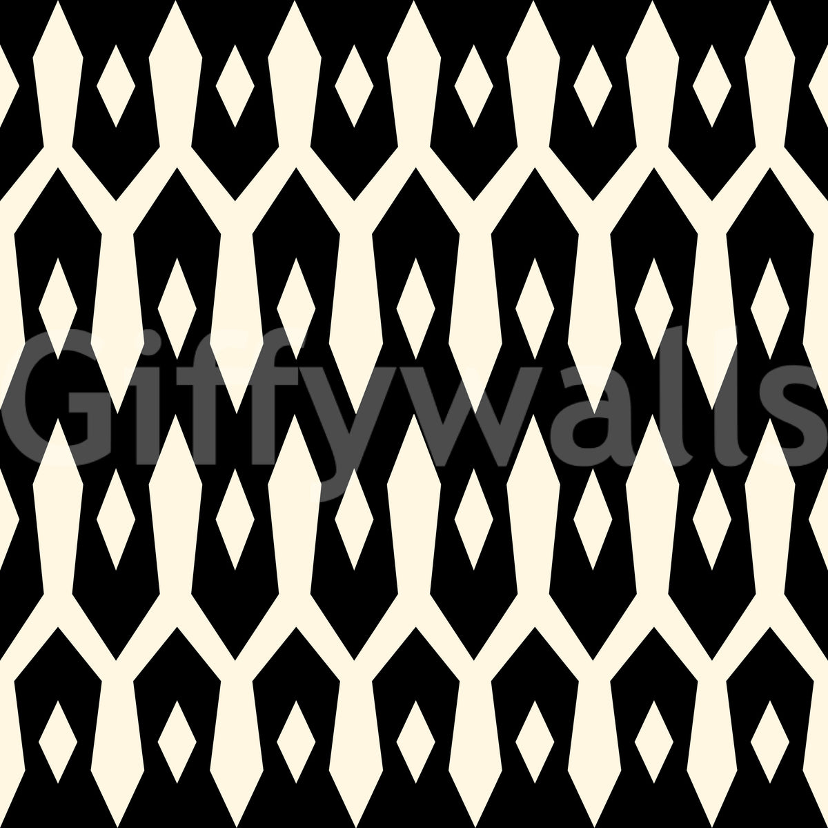 Close-up swatch of the abstract interlocking diamond motif wallpaper design GD12494