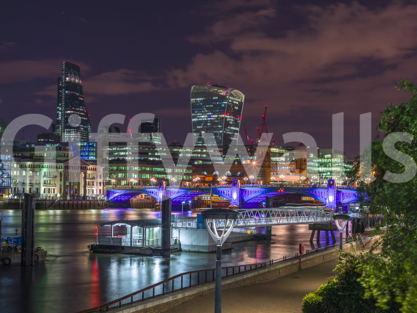 Evening Thames Cityscape Wall Mural