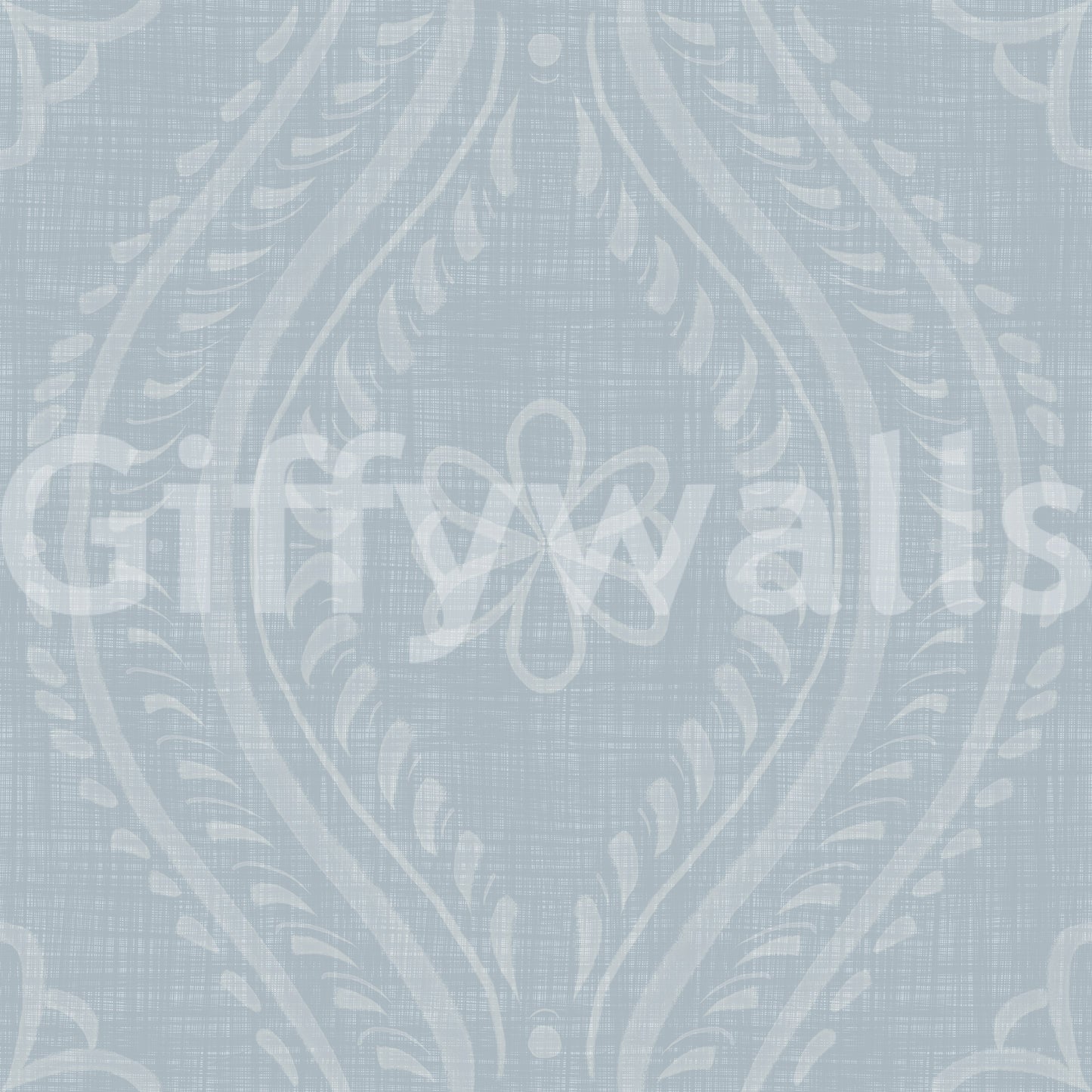 Faded Ogee Damask - French Blue Wallpaper⁠