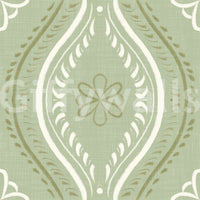 Faded Ogee Damask - Grandmillennial Green Wallpaper⁠