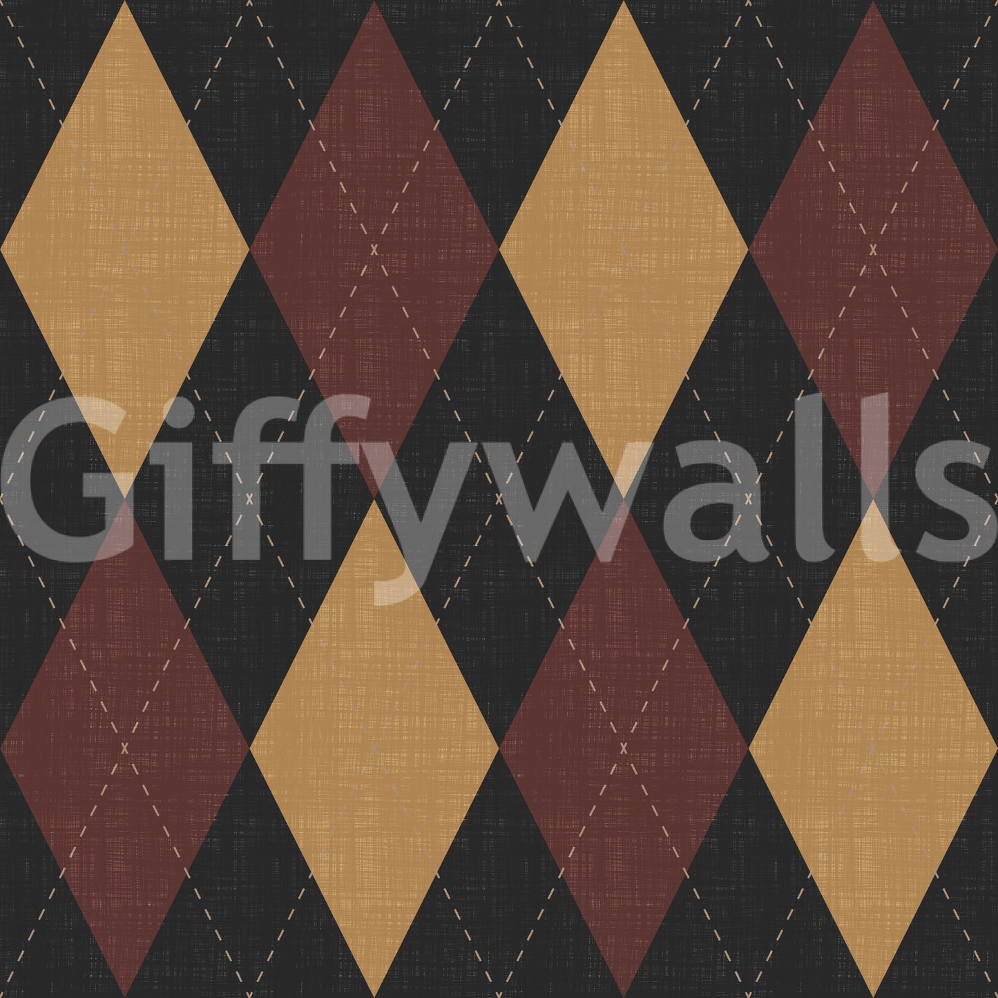 Winter Heritage - Argyle Harlequin Geometric Timeless - Dark Moody Mix Wallpaper⁠