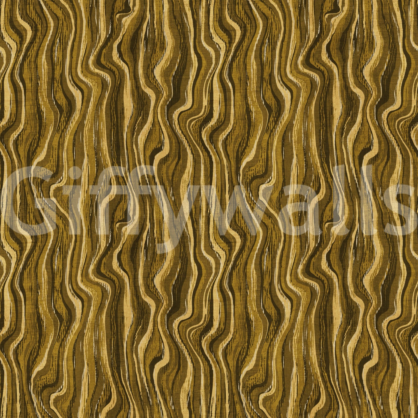 Ochre Abstract Wood Grain Waves Wallpaper⁠