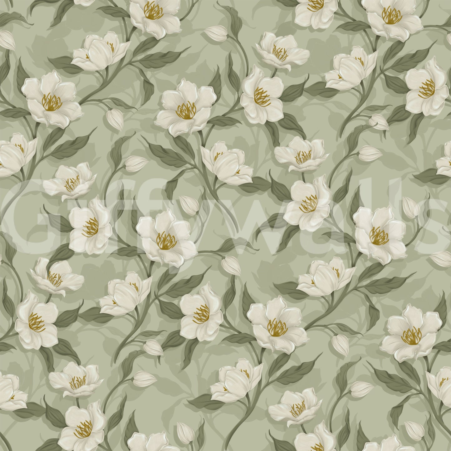 Cottage Chique - sage Wallpaper⁠