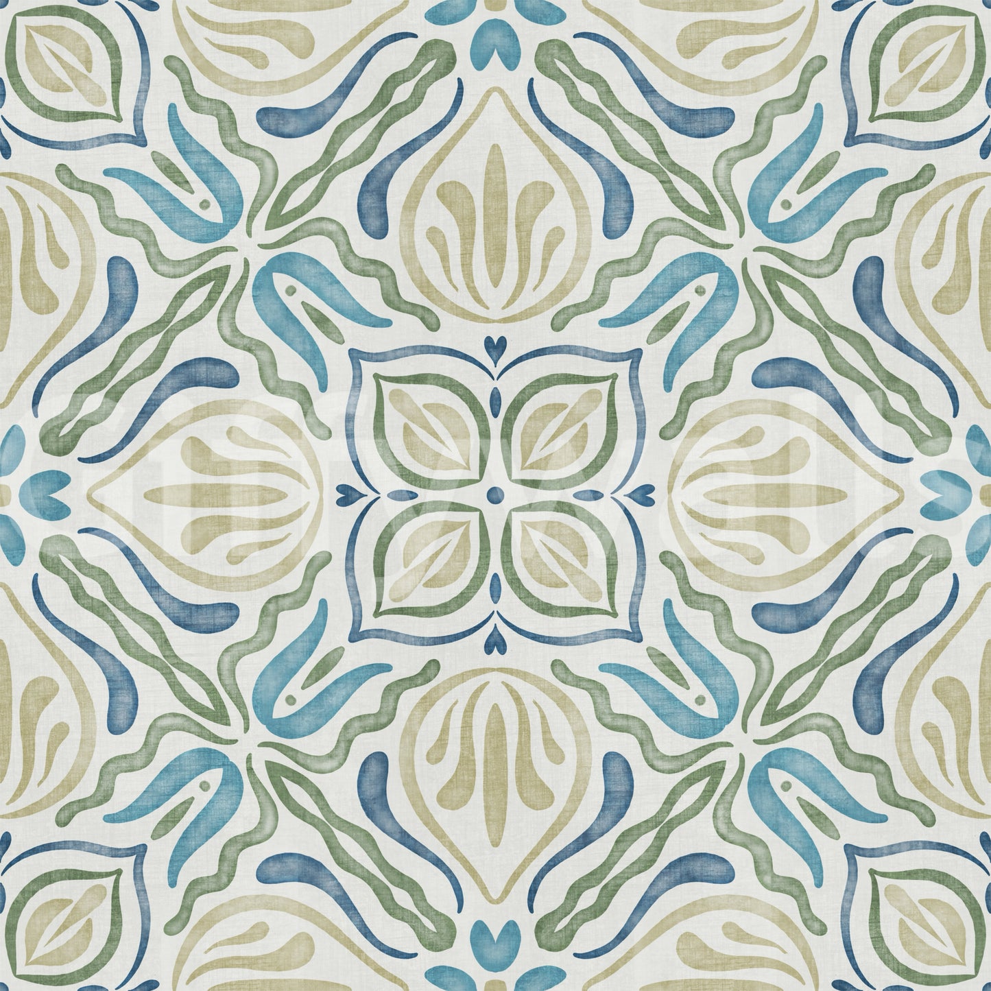 Fluid Azure Flora Wallpaper⁠