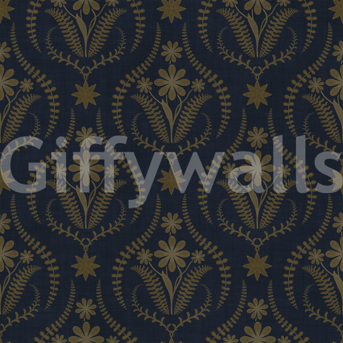 Midnight Floral Damask Pattern Wallpaper⁠