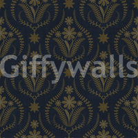 Midnight Floral Damask Pattern Wallpaper⁠