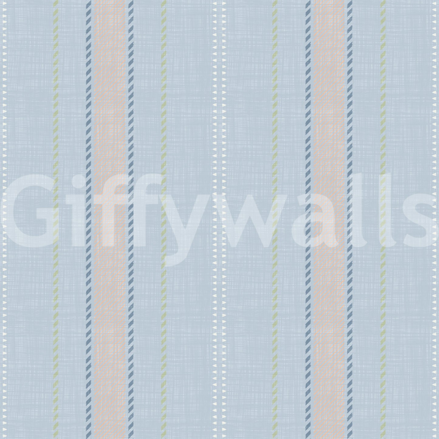 Heritager Ticking Stripes - Vintage French Blue & Blush Pink Linen Texture Wallpaper⁠