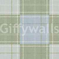 Heritage Plaid - Tartan Checkerboard Block Linen - Meadow Green & Blue Wallpaper⁠
