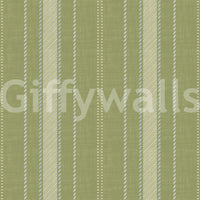 Heritage Ticking Stripes - Vintage Meadow Green & Chalk Linen Texture Wallpaper⁠