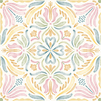 Pastel Mediterranean Garden Tile Wallpaper⁠