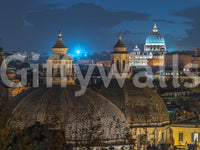 Roman Rooftops at Dusk Wall Mural