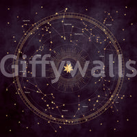 Celestial Zodiac Gold Map Wall Mural