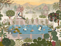 Serene Lotus Pond and Pavilion Vista Wall Mural