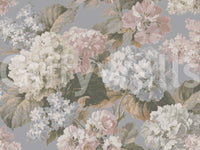 Slate Gray Botanical Hydrangea Bloom Wall Mural