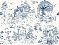 Toile de Jouy Country Cottage Sketch Wall Mural