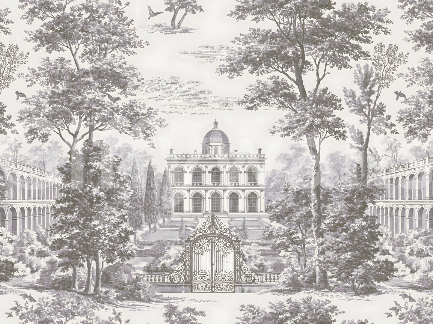 Grand Estate Garden Scene Wall Mural