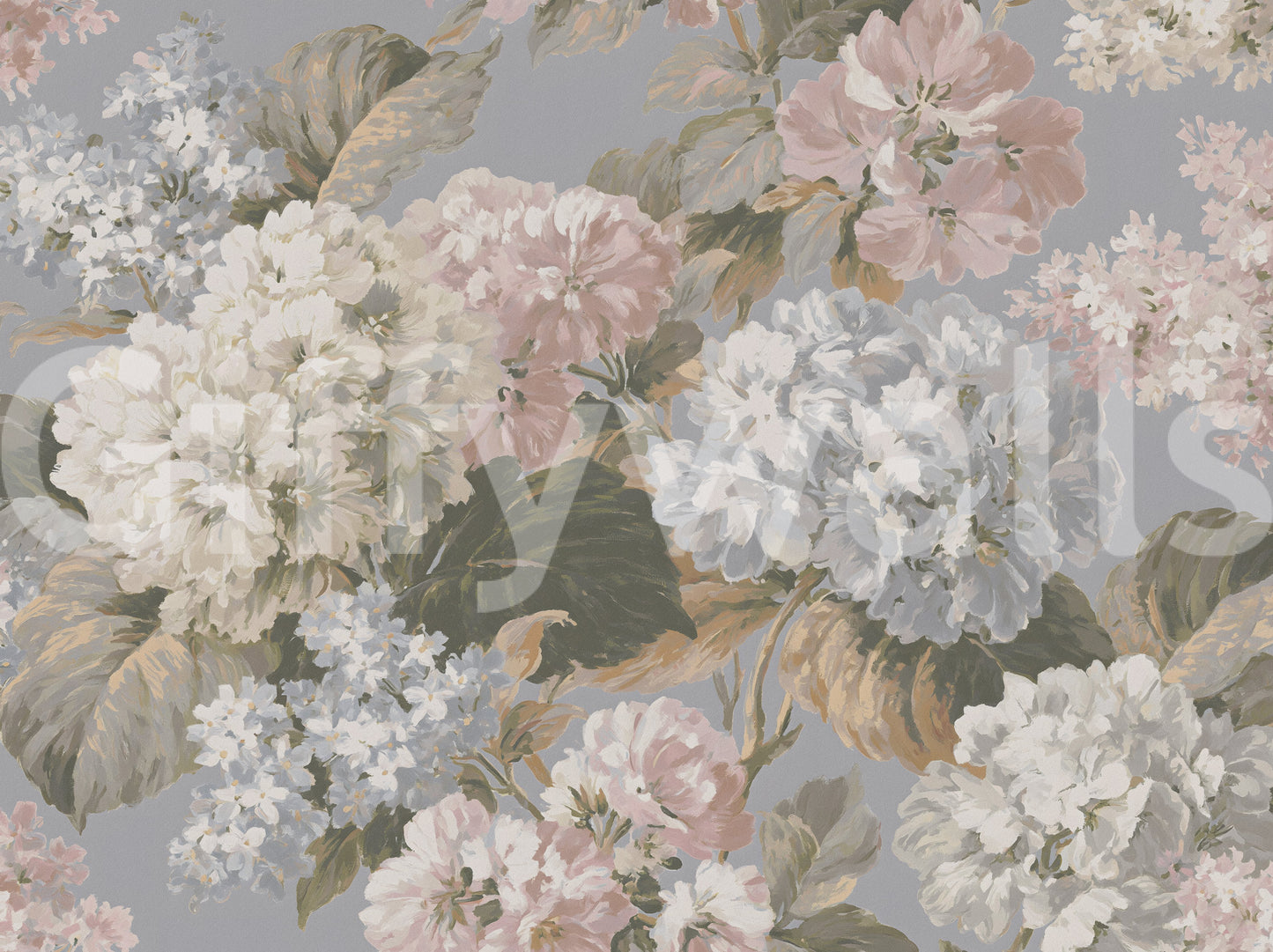 Vintage Hydrangea Botanical Garden Wall Mural
