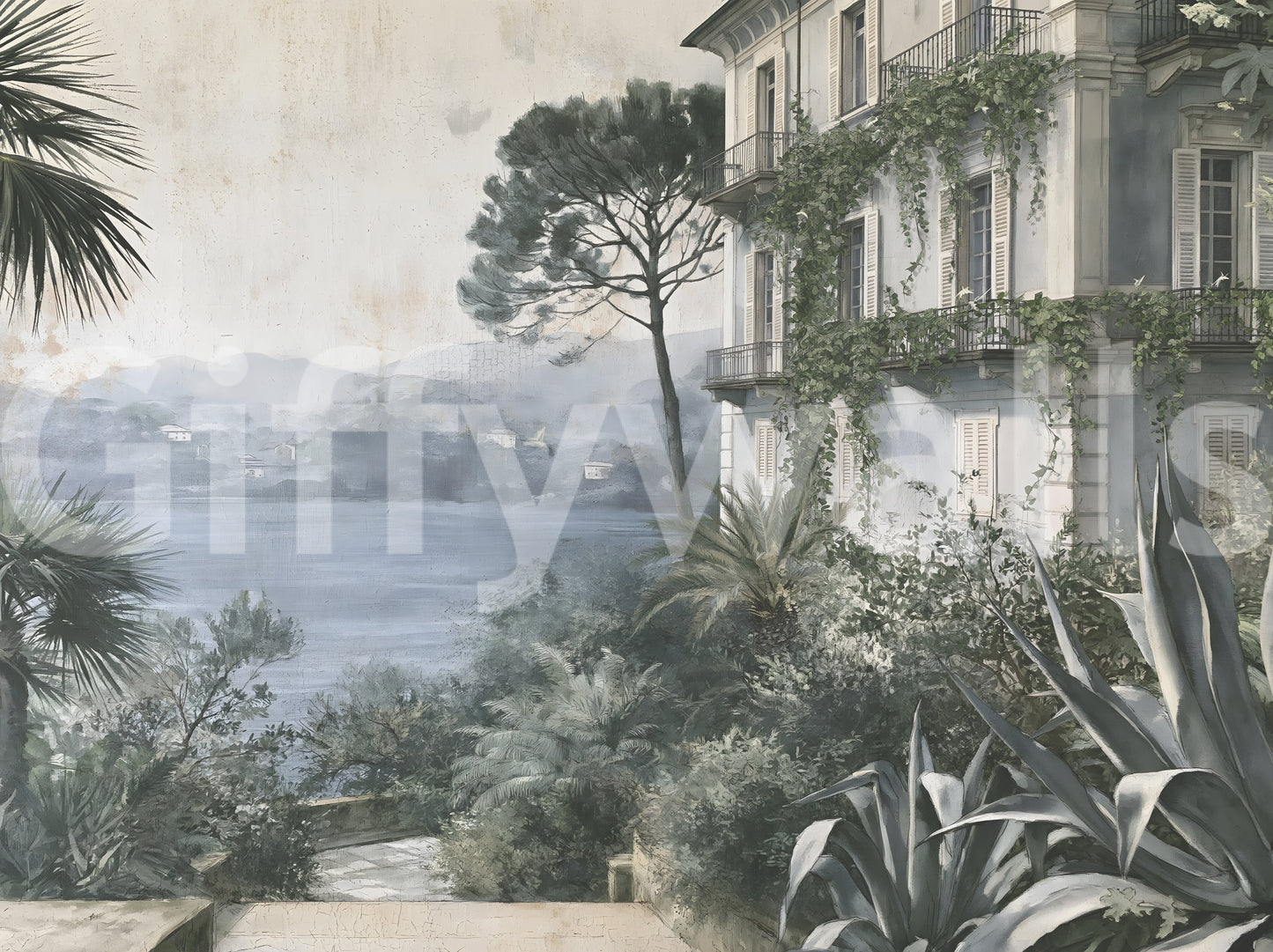 Italian Lakeside Villa Retreat Wall Mural