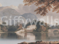 Serene Mountain Lake Estate Landscape Wall Mural