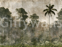 Aged Tropical Forest Silhouette Wall Mural