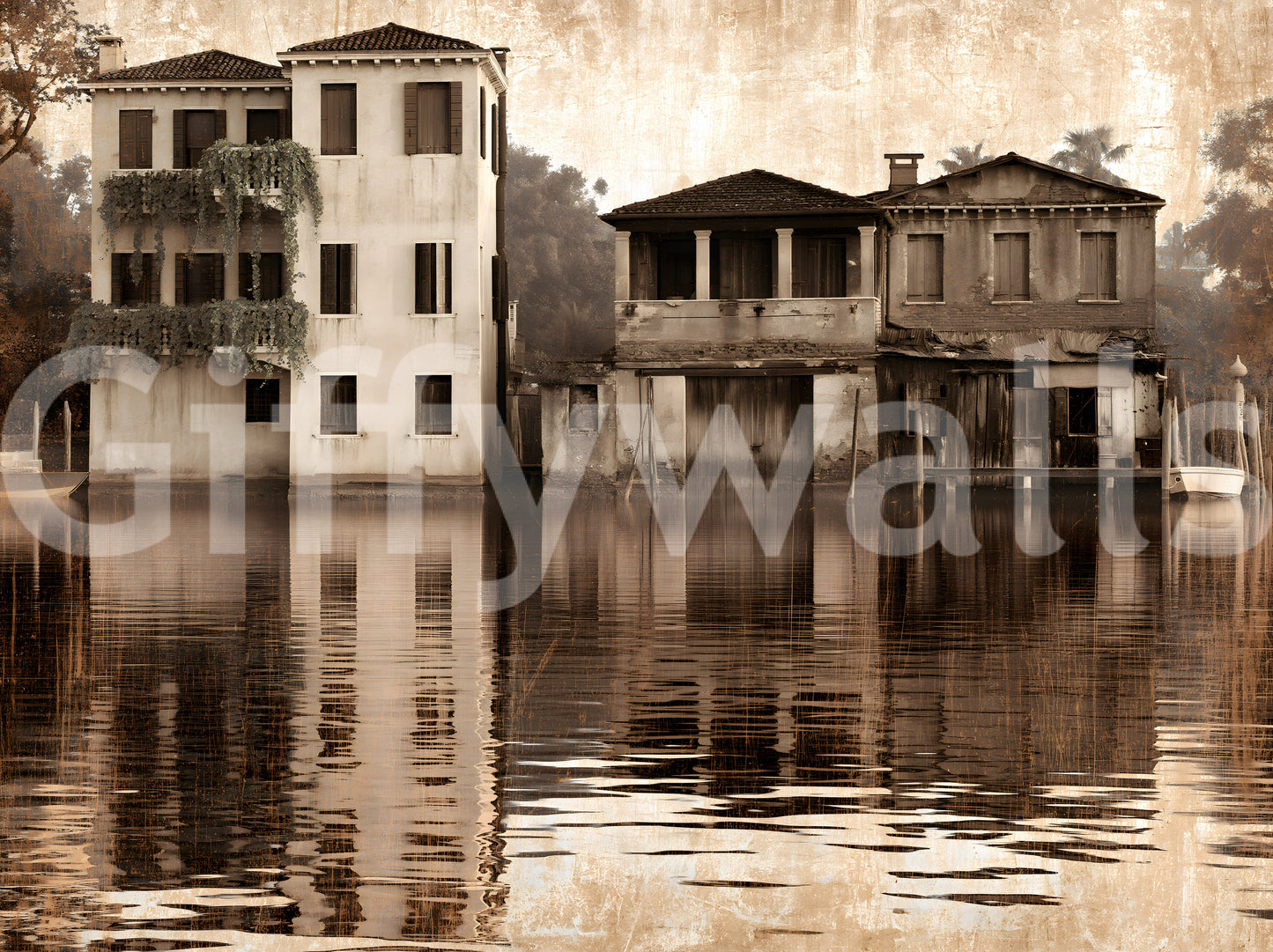 Venetian Riverside Reflection Wall Mural