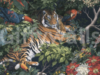 Midnight Jungle Tiger and Toucans Wall Mural