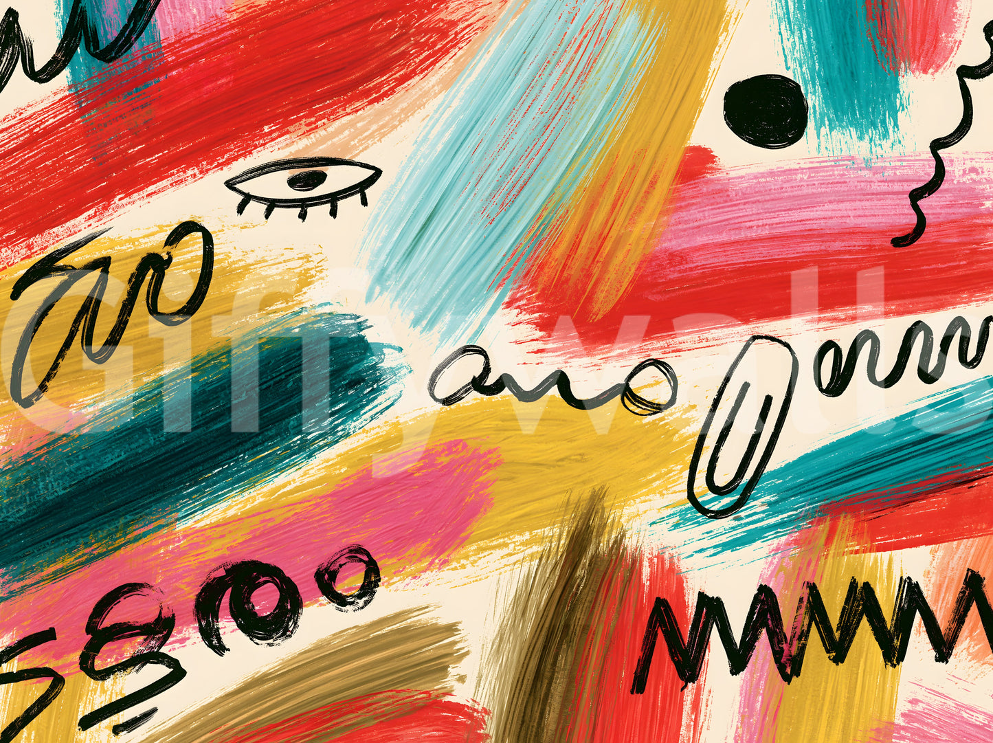 Vibrant Abstract Brushstroke Expression Wall Mural