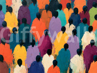 Impasto Figures in Vibrant Hues Wall Mural