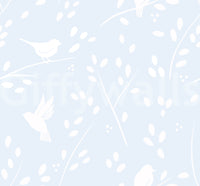 Pastel Blue Winter Birds Wallpaper⁠