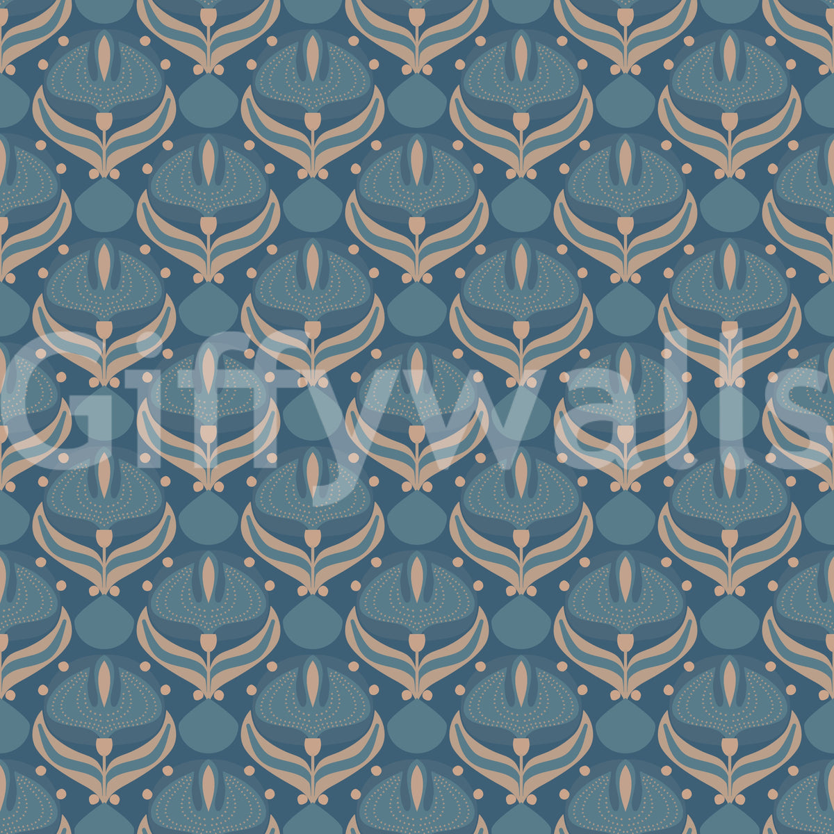 Midnight Lotus Bloom Geometric Wallpaper⁠