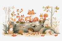 Woodland Friends in Autumn Forest Wall Mural