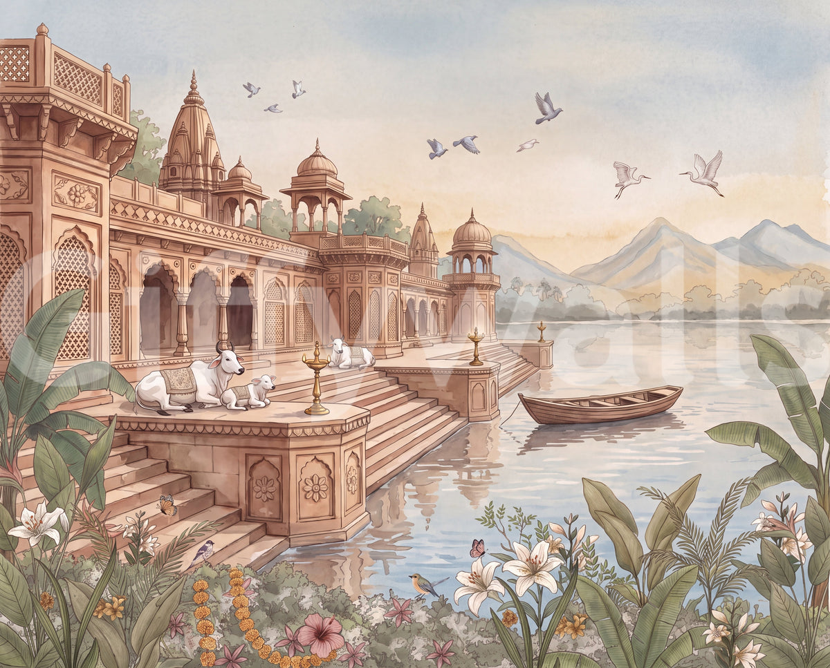 The Sacred Ghats at Dawn Wall Mural