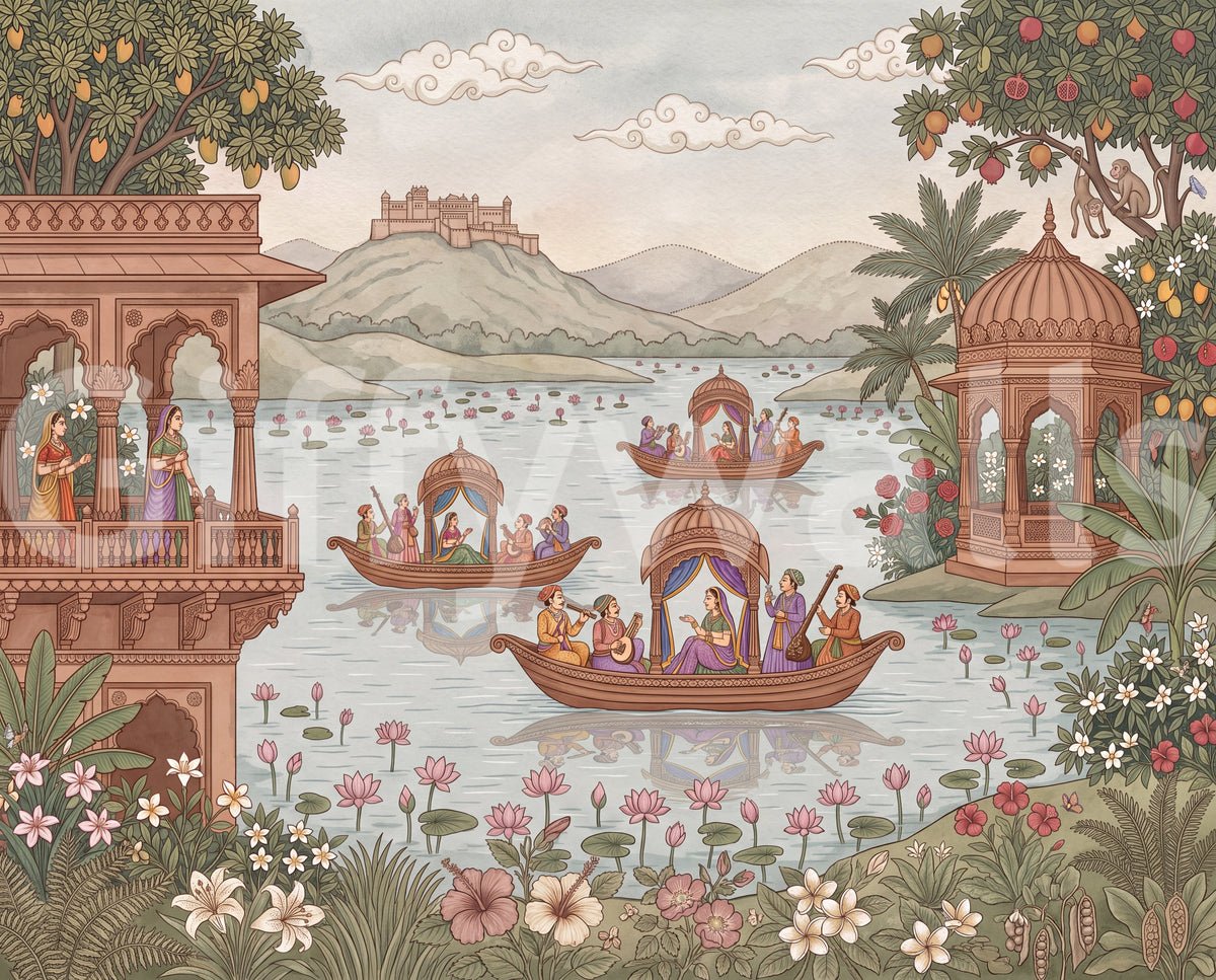 Pichwai Lake Reverie Wall Mural