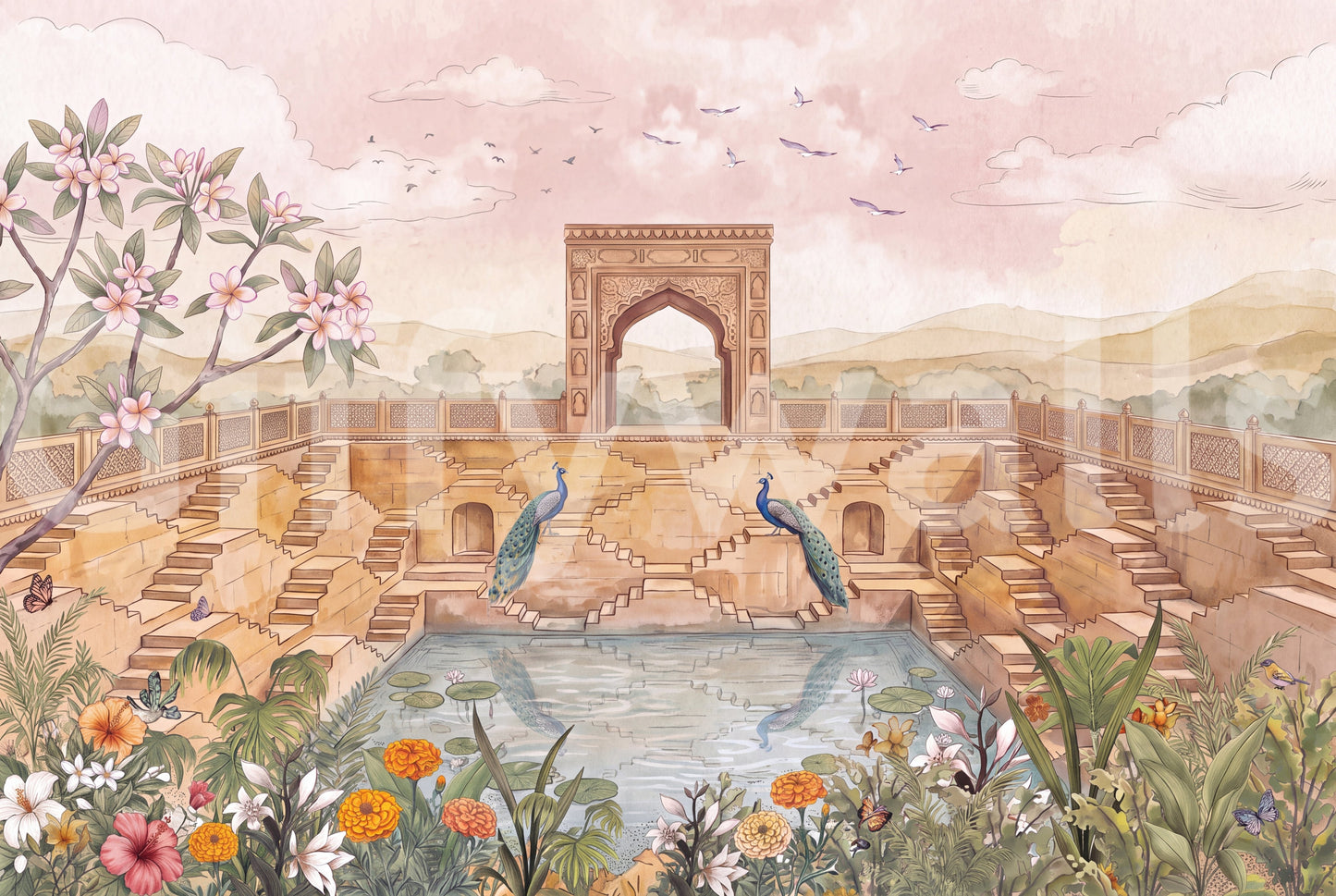 Stepwell Garden Wall Mural