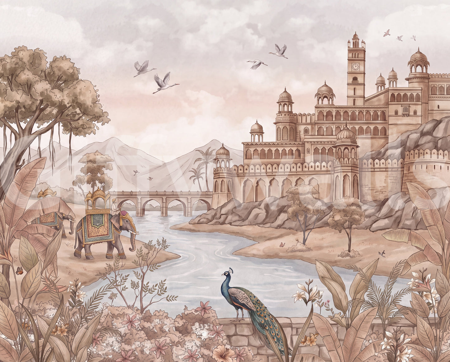 Rajputana River Palace Wall Mural