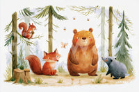 Whimsical Woodland Friends in a Autumnal Forest  Wall Mural