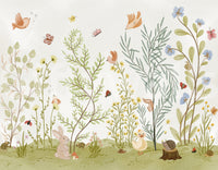 Enchanted Meadow Botanical Scene Wall Mural