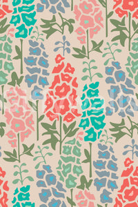 Delphinium Garden Retro Summer Floral Brights Wallpaper⁠