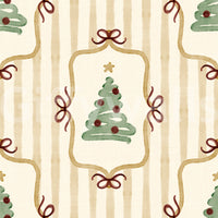 Preppy Christmas Tree Bows Ribbon Stripes - Antique Gold Yellow Wallpaper⁠