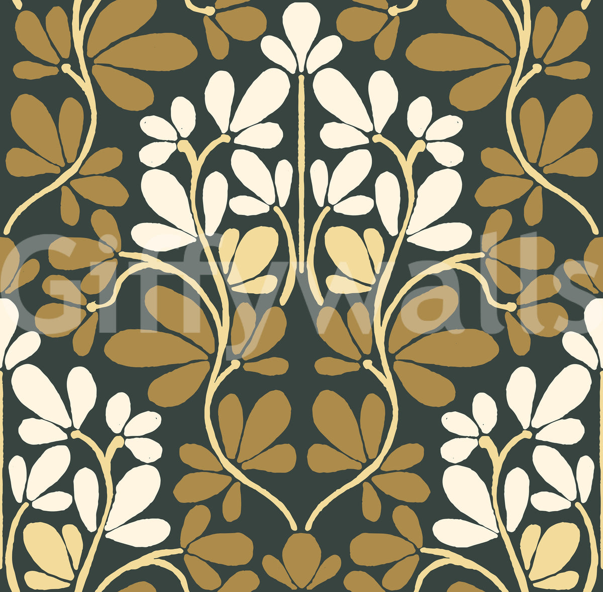 Golden Foliage Damask Wallpaper⁠