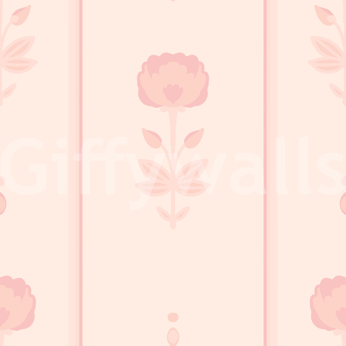 Soft Blush Floral Stripe Wallpaper⁠