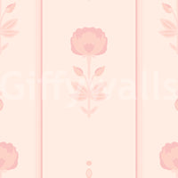 Soft Blush Floral Stripe Wallpaper⁠